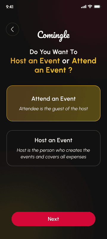 Choosing to host or attend an event